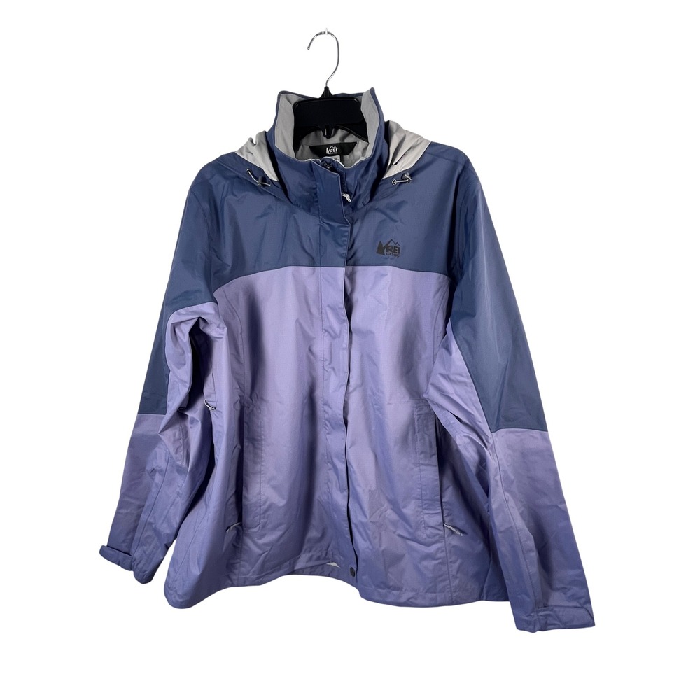 REI Co-op Rainier Rain Jacket Women 2X Hooded Peak 2.5L Outdoor Gorpcore Layer